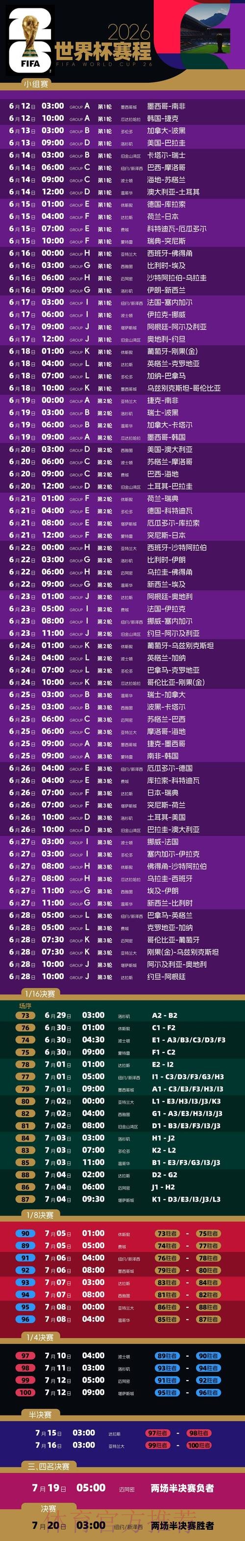 2026世界杯比赛时间一览高清直播怎么看 2026世界杯比赛时间一览高清直播怎么看